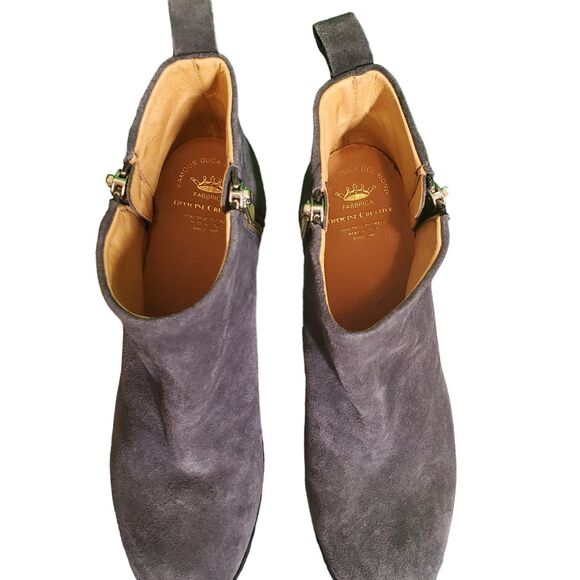 Officine Creative Suede Leather Ankle Boots Handmade Boots Navy Blue sz 37.5 - Picture 3 of 7